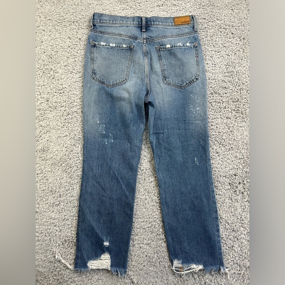 Express Jeans Womens 2 Original Straight Ankle High Rise Distressed 100% Cotton - Picture 5 of 5